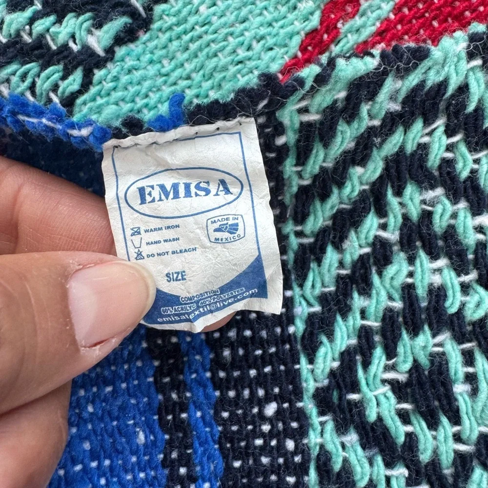 Colorful Woven Textile Blanket/ made in Mexico/ please read